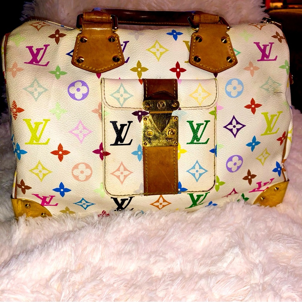 Louis Vuitton Multicolor Monogram White Canvas Speedy Bag